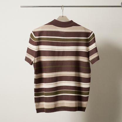 【Earthline 大地のライン】Oversized Border Polo Shirt オーバーサイズニットポロ