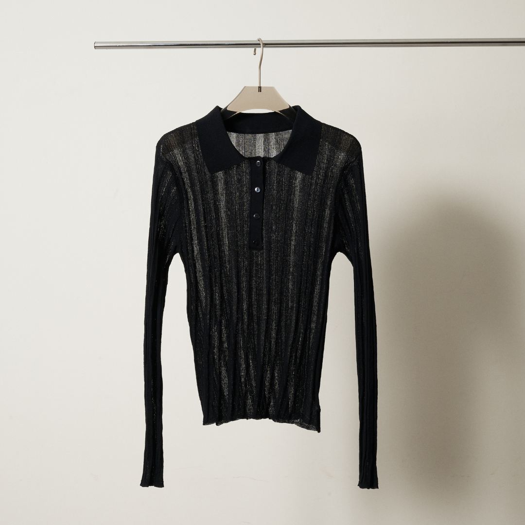 【Yin and Yan ・陰と陽】Sheer Knit Poro シアー ニットポロ