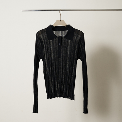 【Yin and Yan ・陰と陽】Sheer Knit Poro シアー ニットポロ