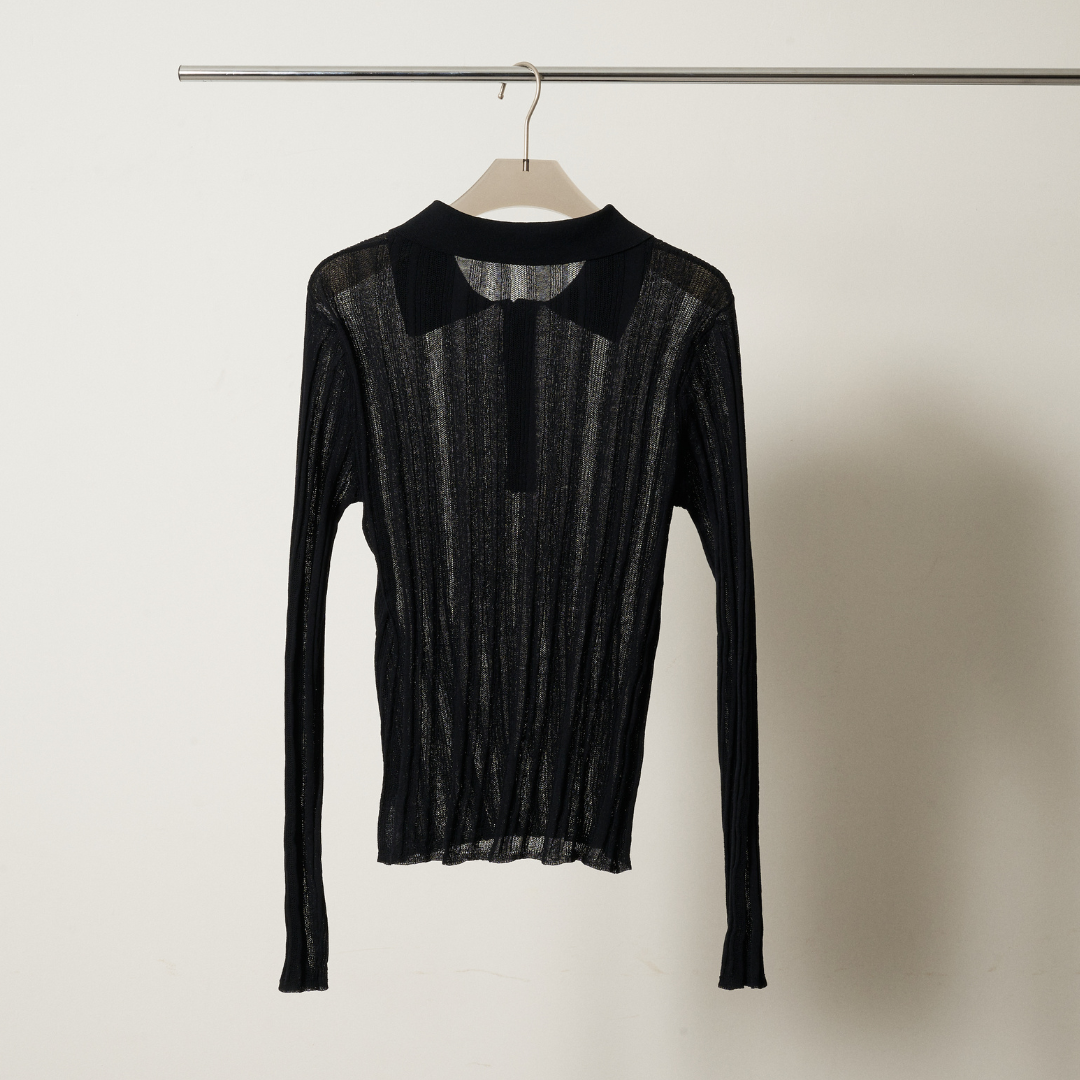 【Yin and Yan ・陰と陽】Sheer Knit Poro シアー ニットポロ