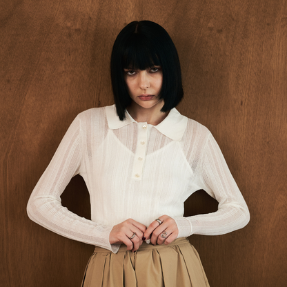 【Yin and Yan ・陰と陽】Sheer Knit Poro シアー ニットポロ