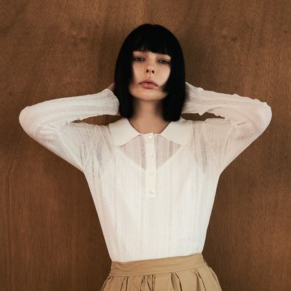 【Yin and Yan ・陰と陽】Sheer Knit Poro シアー ニットポロ