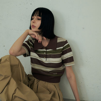【Earthline 大地のライン】 Compact Border Polo Shirt　コンパクトニットポロ