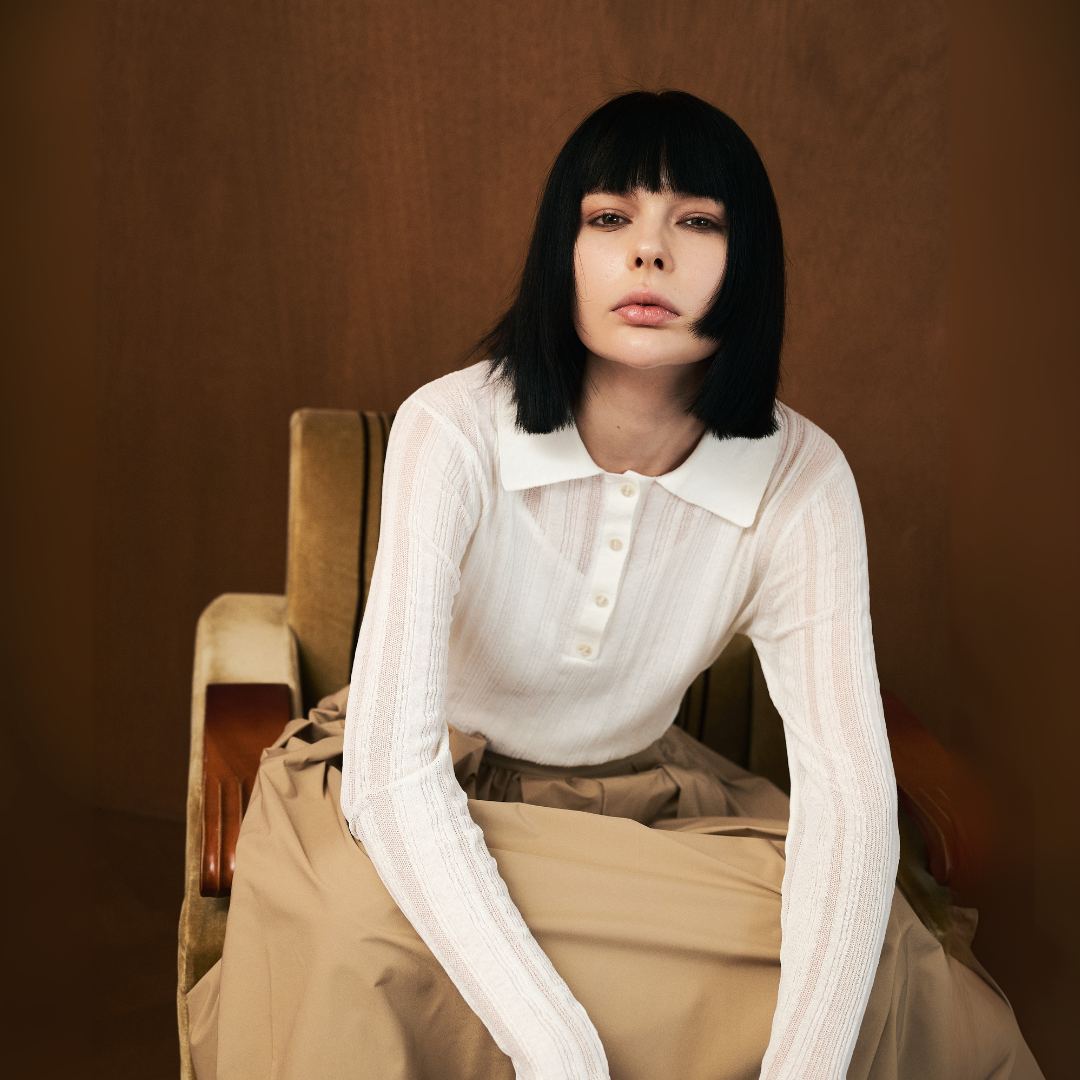 【Yin and Yan ・陰と陽】Sheer Knit Poro シアー ニットポロ