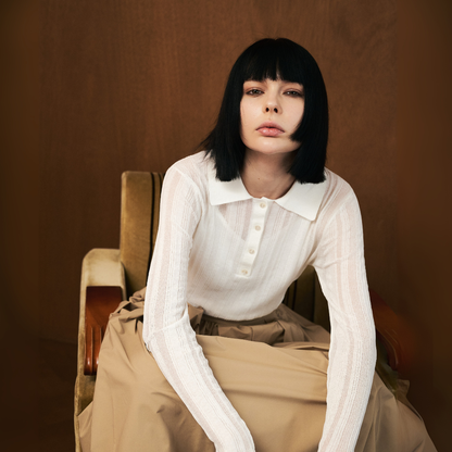 【Yin and Yan ・陰と陽】Sheer Knit Poro シアー ニットポロ