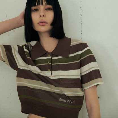 【Earthline 大地のライン】 Compact Border Polo Shirt　コンパクトニットポロ