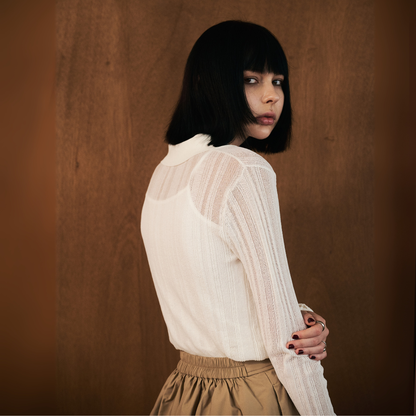 【Yin and Yan ・陰と陽】Sheer Knit Poro シアー ニットポロ