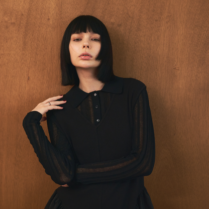 【Yin and Yan ・陰と陽】Sheer Knit Poro シアー ニットポロ