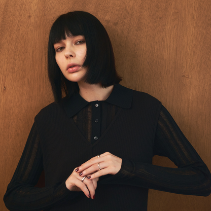 【Yin and Yan ・陰と陽】Sheer Knit Poro シアー ニットポロ