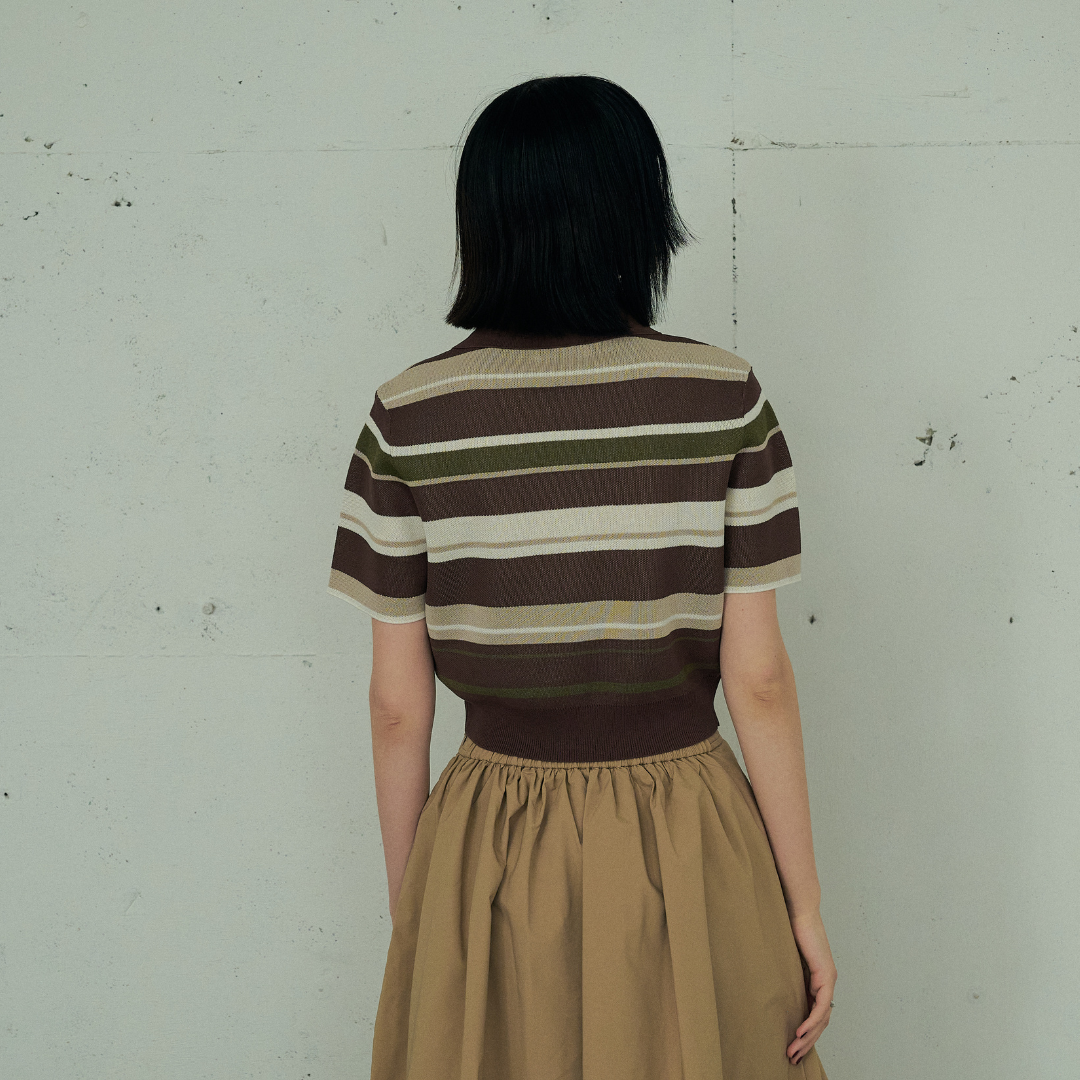 【Earthline 大地のライン】 Compact Border Polo Shirt　コンパクトニットポロ