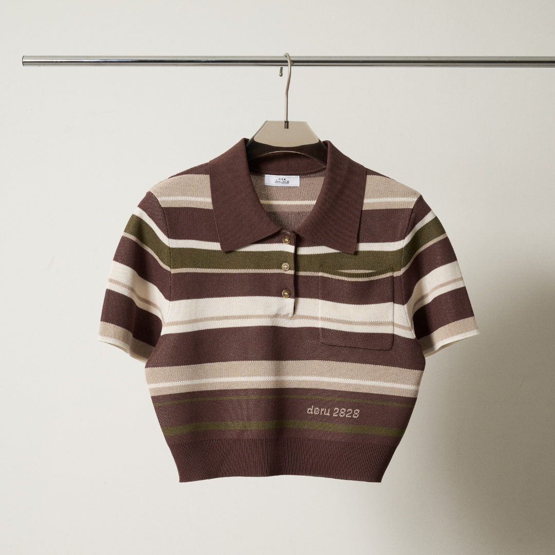 【Earthline 大地のライン】 Compact Border Polo Shirt　コンパクトニットポロ