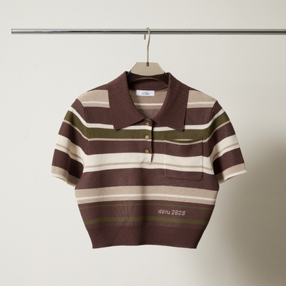 【Earthline 大地のライン】 Compact Border Polo Shirt　コンパクトニットポロ