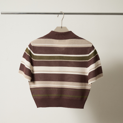 【Earthline 大地のライン】 Compact Border Polo Shirt　コンパクトニットポロ